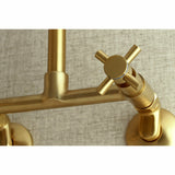 Concord KS414SB Two-Handle 2-Hole Wall Mount Kitchen Faucet, Brushed Brass