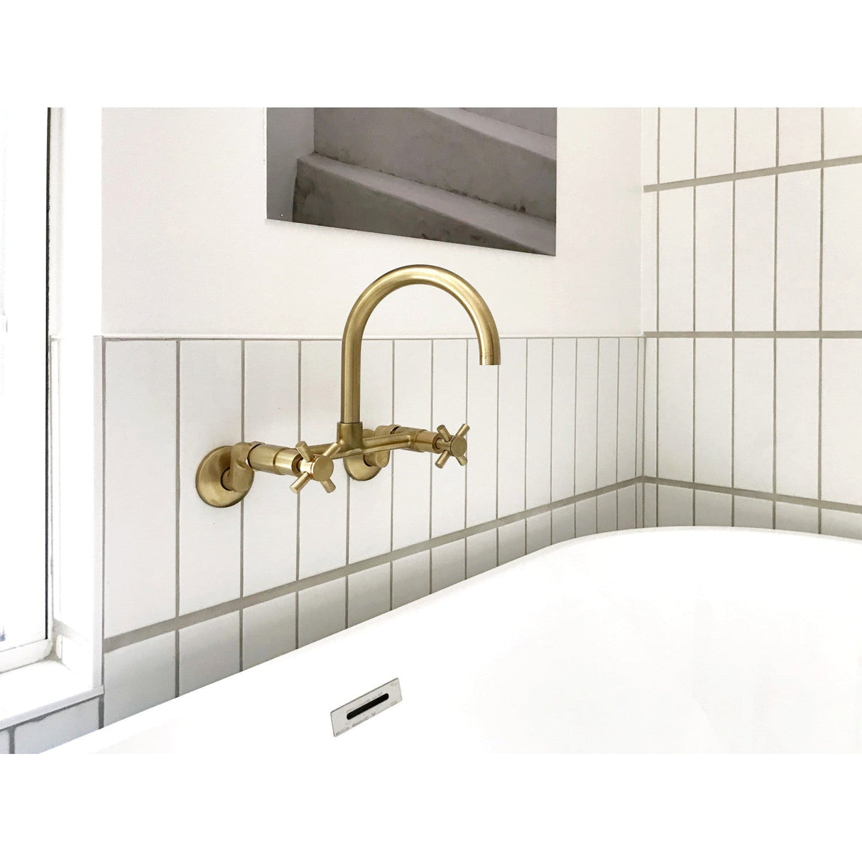 Concord KS414SB Two-Handle 2-Hole Wall Mount Kitchen Faucet, Brushed Brass