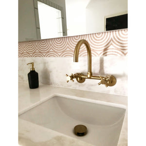 Concord KS414SB Two-Handle 2-Hole Wall Mount Kitchen Faucet, Brushed Brass