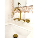Concord KS414SB Two-Handle 2-Hole Wall Mount Kitchen Faucet, Brushed Brass