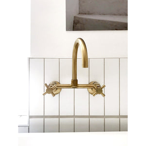Concord KS414SB Two-Handle 2-Hole Wall Mount Kitchen Faucet, Brushed Brass