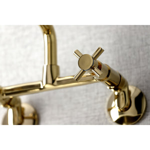 Concord KS423PB Two-Handle 2-Hole Wall Mount Kitchen Faucet, Polished Brass
