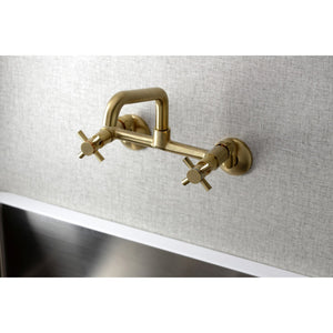 Concord KS423SB Two-Handle 2-Hole Wall Mount Kitchen Faucet, Brushed Brass