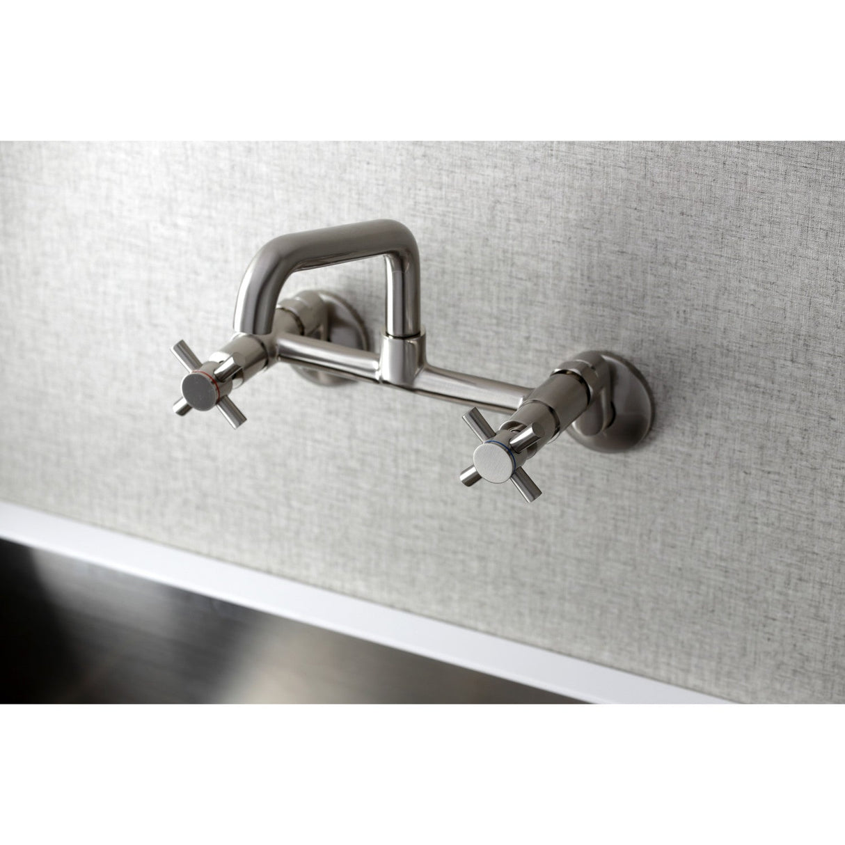 Concord KS423SN Two-Handle 2-Hole Wall Mount Kitchen Faucet, Brushed Nickel