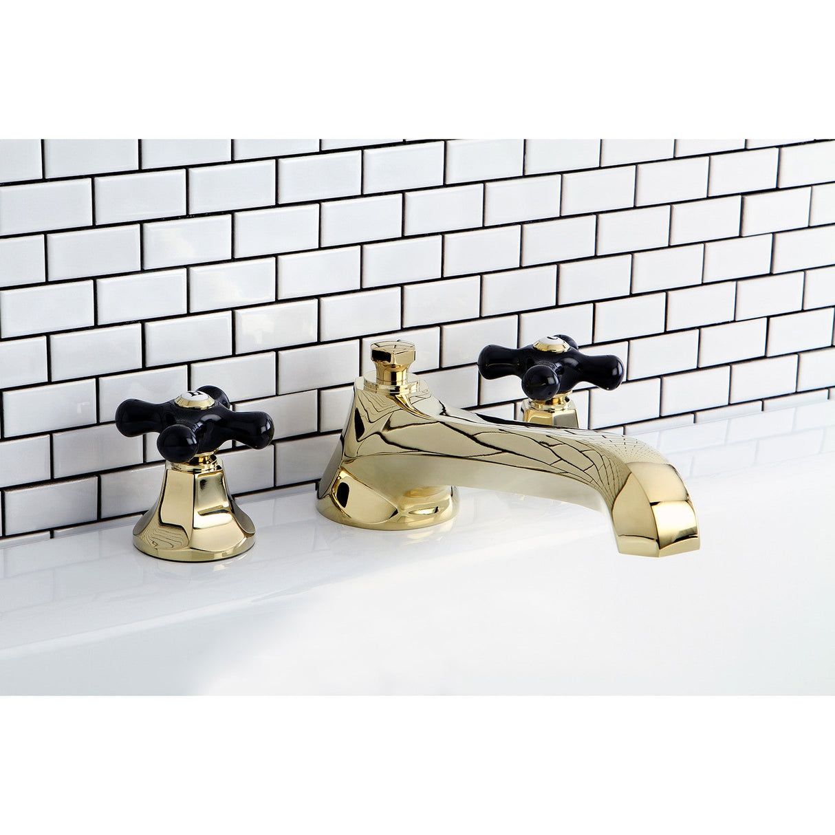 Duchess KS4302PKX Two-Handle 3-Hole Deck Mount Roman Tub Faucet, Polished Brass