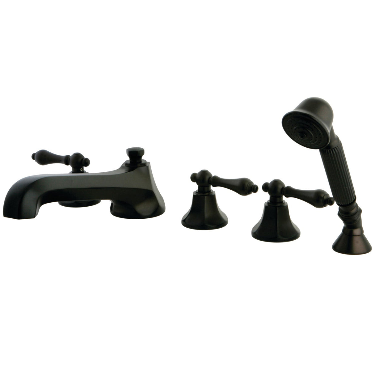 Millennium KS43055AL Three-Handle 5-Hole Deck Mount Roman Tub Faucet with Hand Shower, Oil Rubbed Bronze