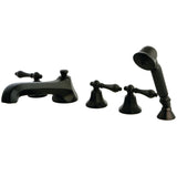 Millennium KS43055AL Three-Handle 5-Hole Deck Mount Roman Tub Faucet with Hand Shower, Oil Rubbed Bronze