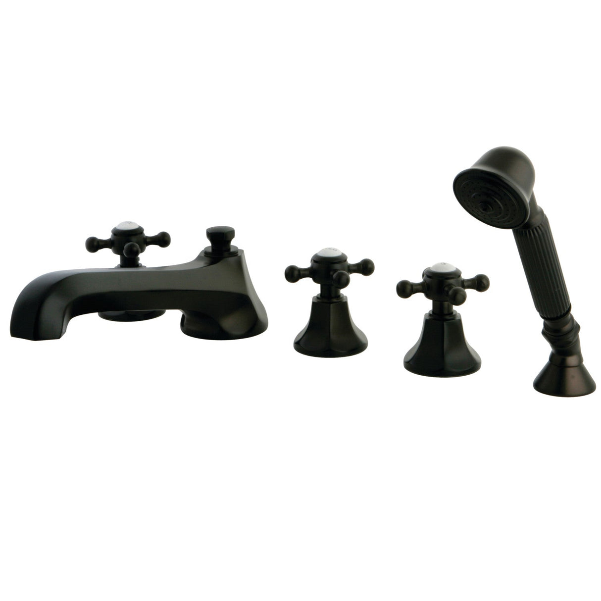 Millennium KS43055BX Three-Handle 5-Hole Deck Mount Roman Tub Faucet with Hand Shower, Oil Rubbed Bronze