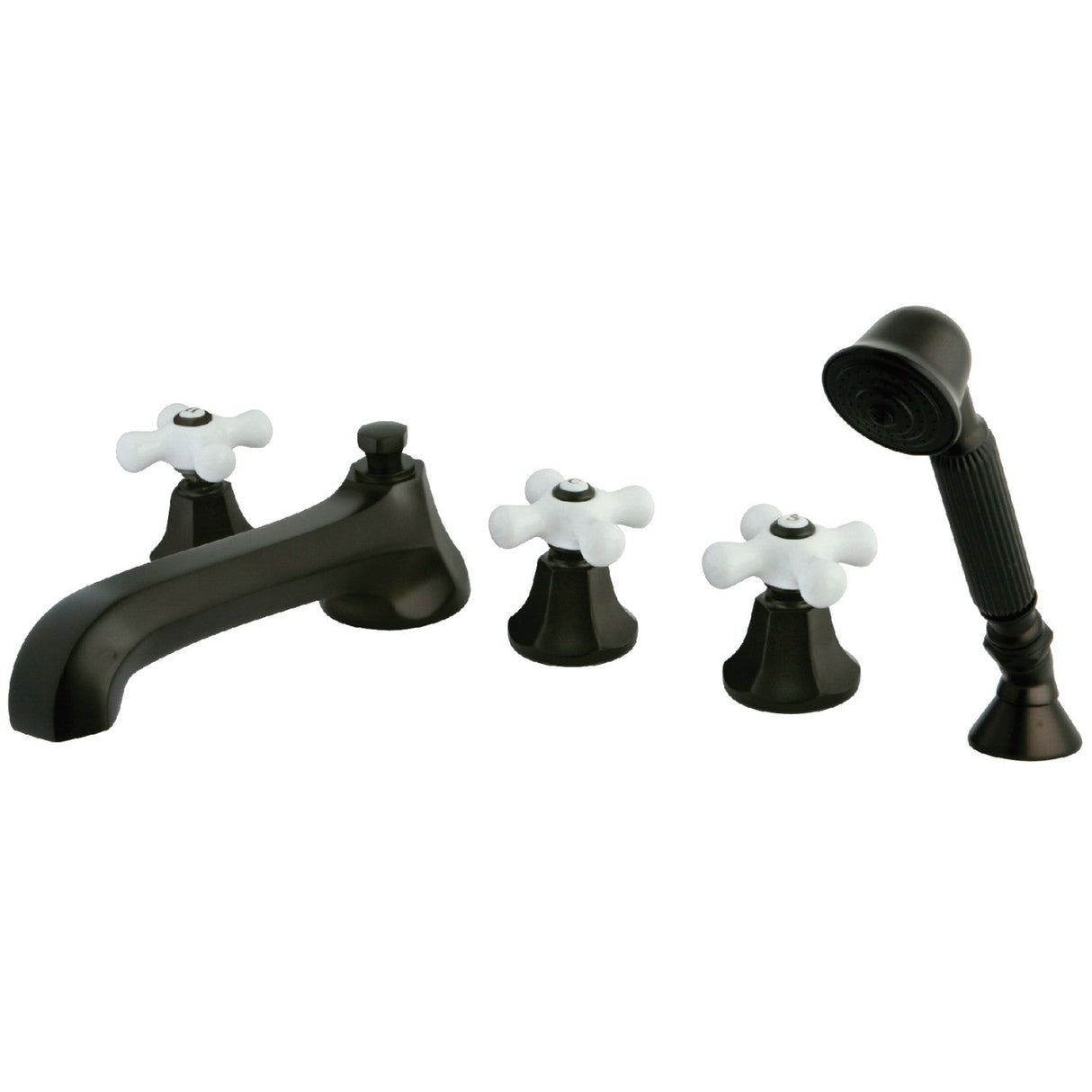 Millennium KS43055PX Three-Handle 5-Hole Deck Mount Roman Tub Faucet with Hand Shower, Oil Rubbed Bronze