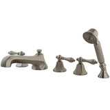Millennium KS43085AL Three-Handle 5-Hole Deck Mount Roman Tub Faucet with Hand Shower, Brushed Nickel