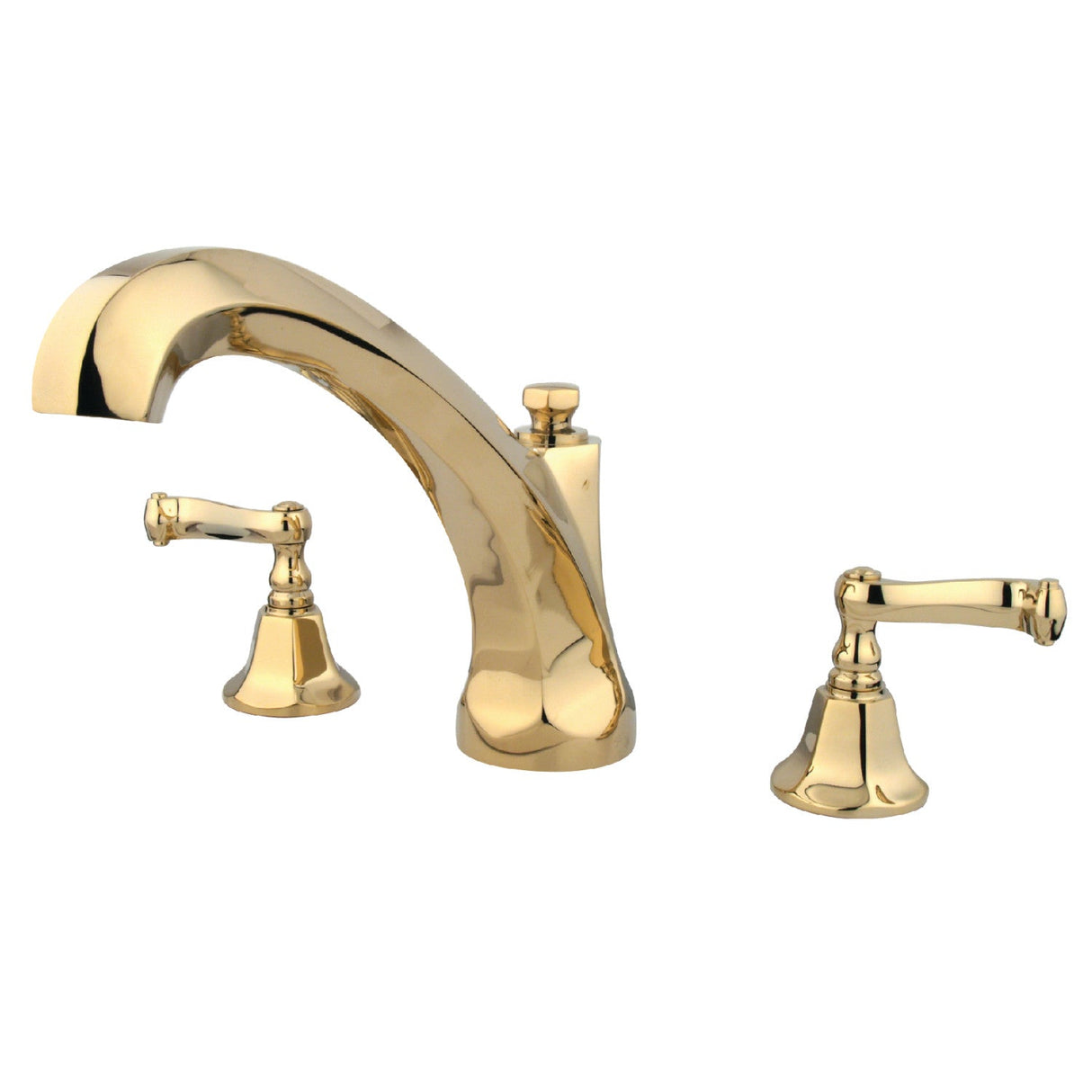 KS4322FL Two-Handle 3-Hole Deck Mount Roman Tub Faucet, Polished Brass
