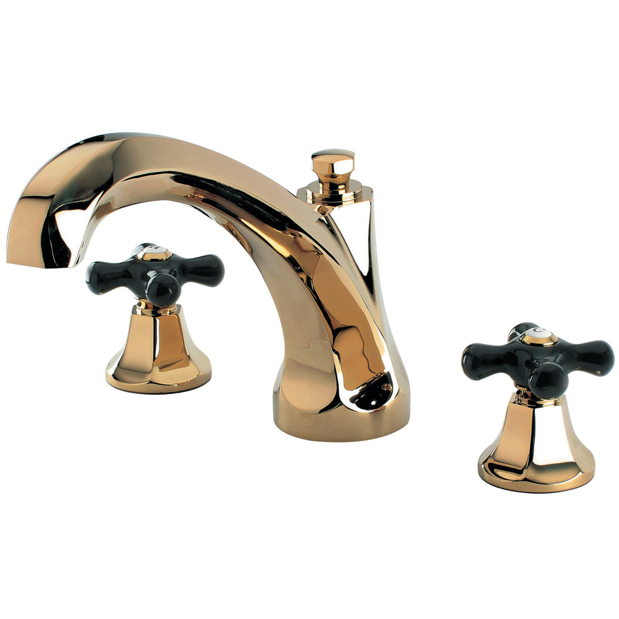 Duchess KS4322PKX Two-Handle 3-Hole Deck Mount Roman Tub Faucet, Polished Brass