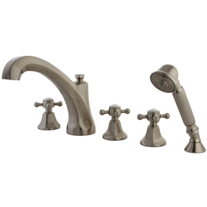 Metropolitan KS43285BX Three-Handle 5-Hole Deck Mount Roman Tub Faucet with Hand Shower, Brushed Nickel