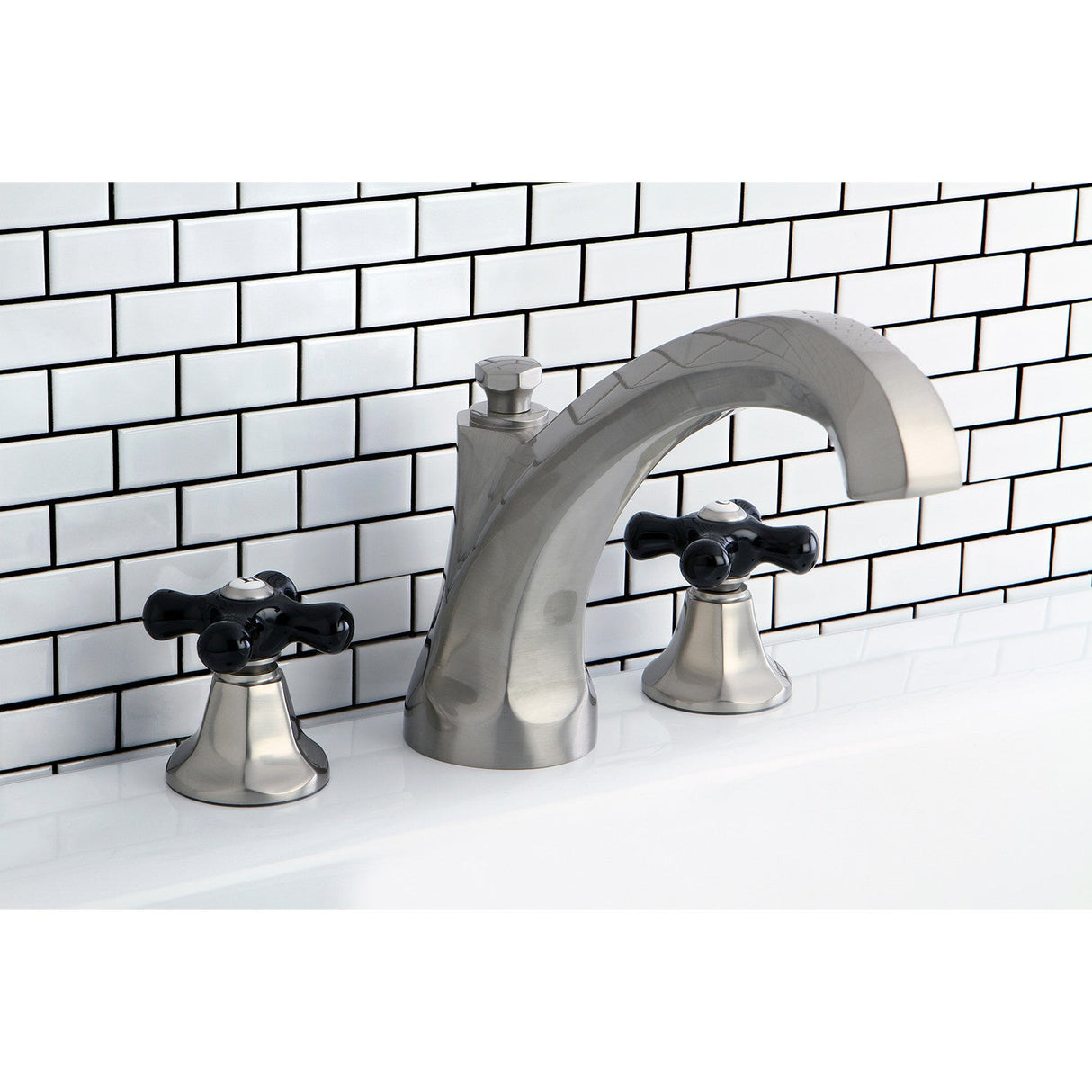 Duchess KS4328PKX Two-Handle 3-Hole Deck Mount Roman Tub Faucet, Brushed Nickel