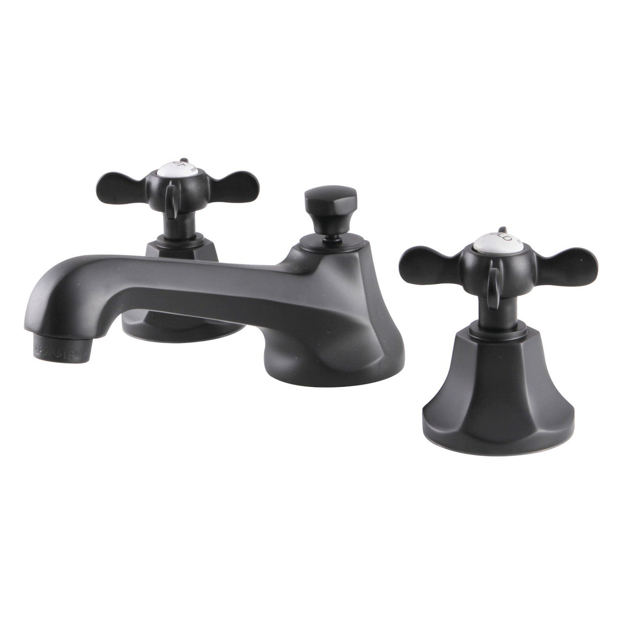 Essex KS4460BEX Two-Handle 3-Hole Deck Mount Widespread Bathroom Faucet with Brass Pop-Up, Matte Black