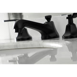 Whitaker KS4460KL Two-Handle 3-Hole Deck Mount Widespread Bathroom Faucet with Brass Pop-Up, Matte Black