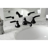 Whitaker KS4460KL Two-Handle 3-Hole Deck Mount Widespread Bathroom Faucet with Brass Pop-Up, Matte Black