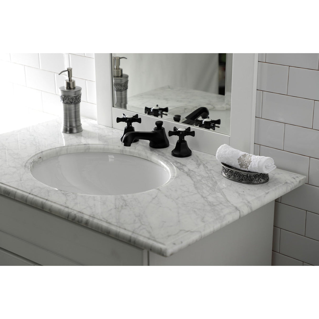 Hamilton KS4460NX Two-Handle 3-Hole Deck Mount Widespread Bathroom Faucet with Brass Pop-Up, Matte Black