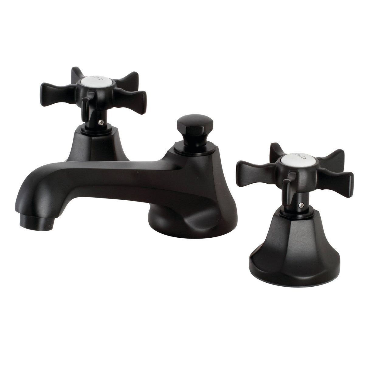 Hamilton KS4460NX Two-Handle 3-Hole Deck Mount Widespread Bathroom Faucet with Brass Pop-Up, Matte Black