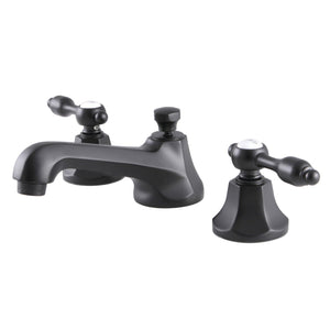 Tudor KS4460TAL Two-Handle 3-Hole Deck Mount Widespread Bathroom Faucet with Brass Pop-Up, Matte Black