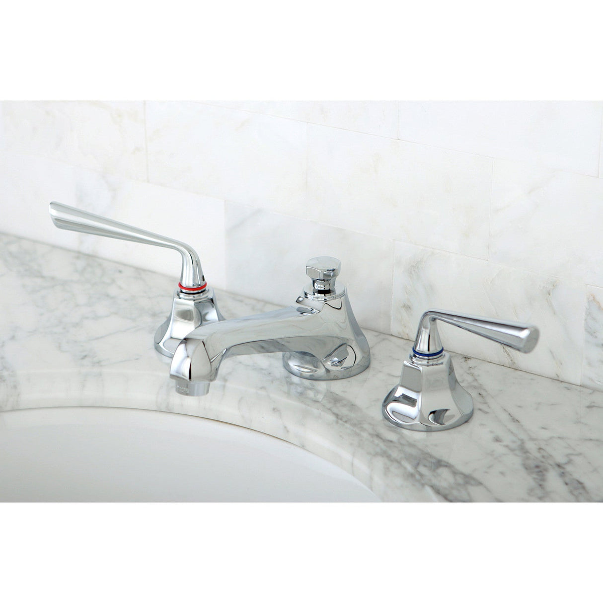 Silver Sage KS4461ZL Two-Handle 3-Hole Deck Mount Widespread Bathroom Faucet with Brass Pop-Up, Polished Chrome