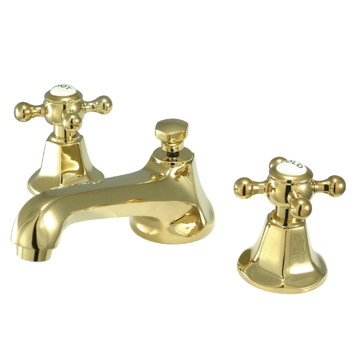 Metropolitan KS4462BX Two-Handle 3-Hole Deck Mount Widespread Bathroom Faucet with Brass Pop-Up, Polished Brass