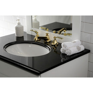 Whitaker KS4462KL Two-Handle 3-Hole Deck Mount Widespread Bathroom Faucet with Brass Pop-Up, Polished Brass