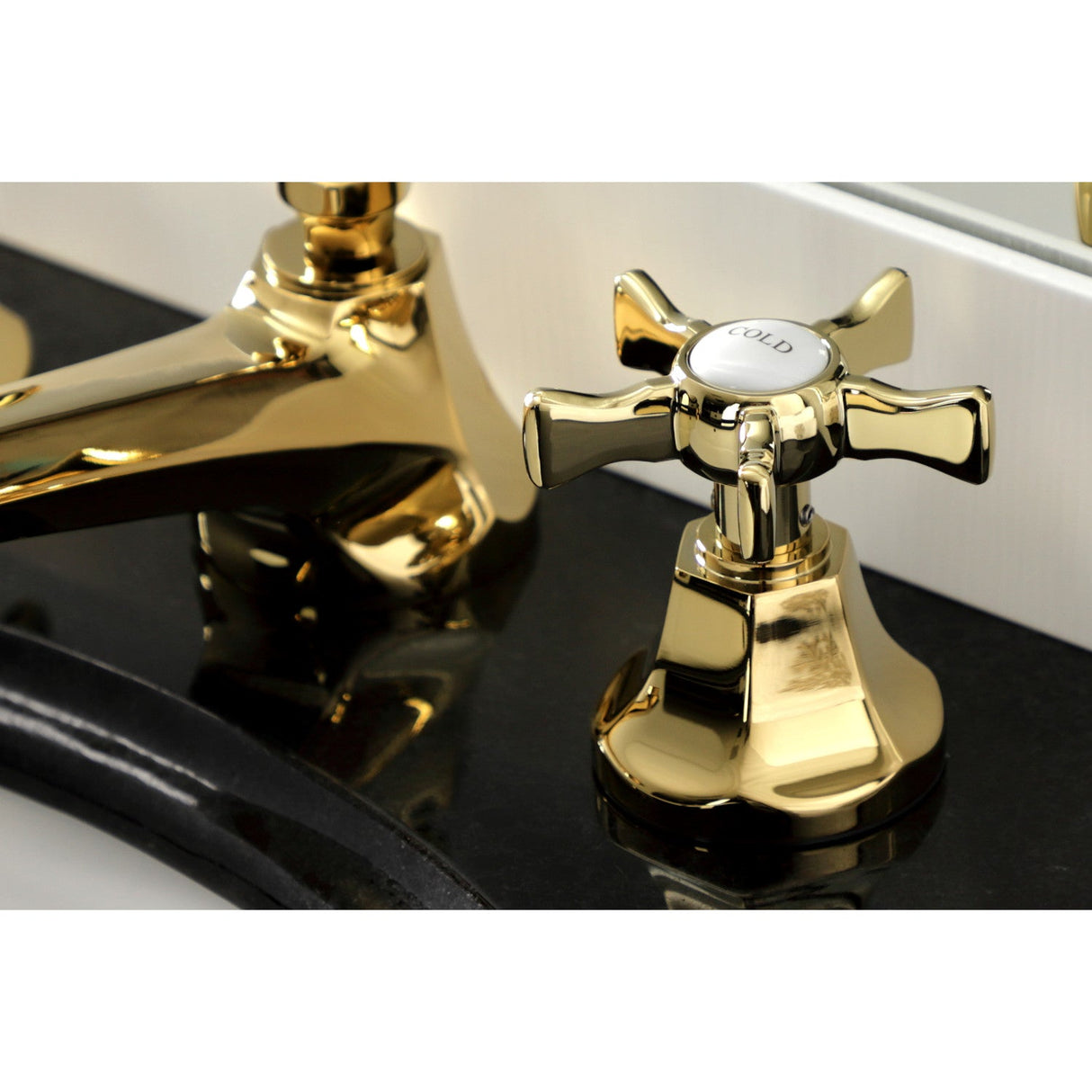 Hamilton KS4462NX Two-Handle 3-Hole Deck Mount Widespread Bathroom Faucet with Brass Pop-Up, Polished Brass