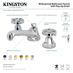 Belknap KS4462RX Two-Handle 3-Hole Deck Mount Widespread Bathroom Faucet with Brass Pop-Up, Polished Brass