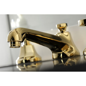 Belknap KS4462RX Two-Handle 3-Hole Deck Mount Widespread Bathroom Faucet with Brass Pop-Up, Polished Brass