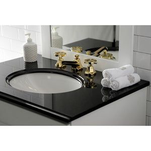 Belknap KS4462RX Two-Handle 3-Hole Deck Mount Widespread Bathroom Faucet with Brass Pop-Up, Polished Brass