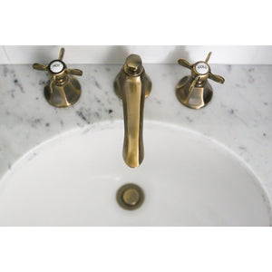 Essex KS4463BEX Two-Handle 3-Hole Deck Mount Widespread Bathroom Faucet with Brass Pop-Up, Antique Brass