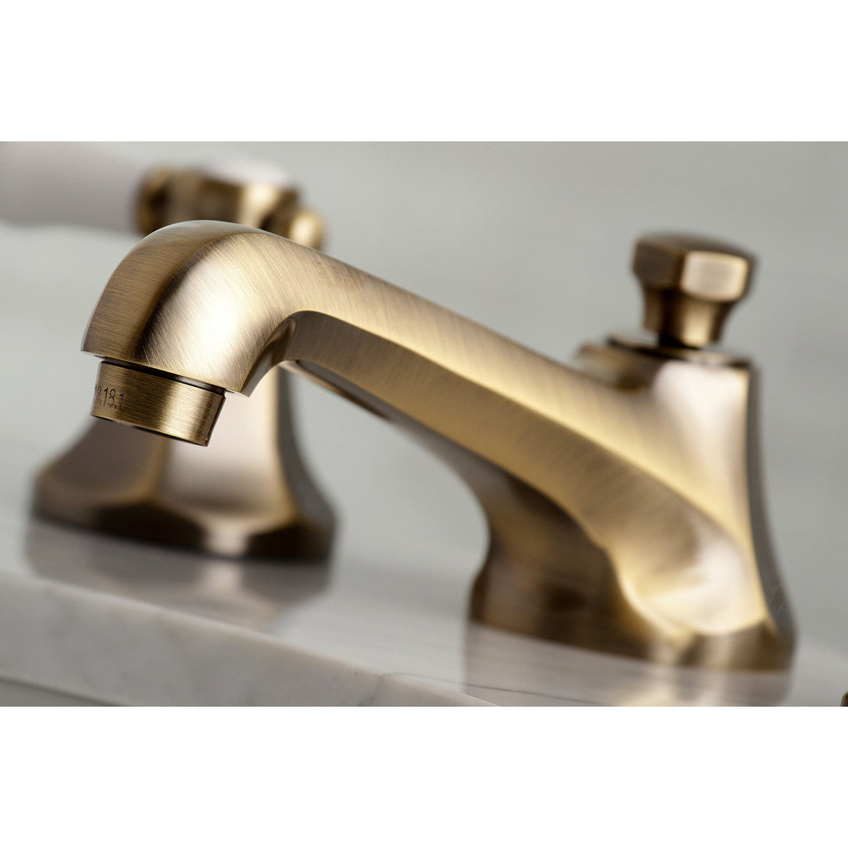 Bel-Air KS4463BPL Two-Handle 3-Hole Deck Mount Widespread Bathroom Faucet with Brass Pop-Up, Antique Brass