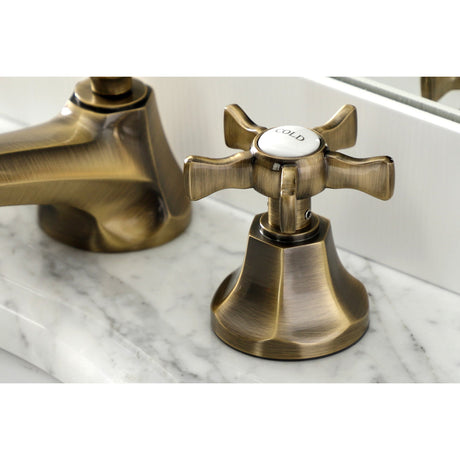Hamilton KS4463NX Two-Handle 3-Hole Deck Mount Widespread Bathroom Faucet with Brass Pop-Up, Antique Brass
