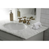 Hamilton KS4463NX Two-Handle 3-Hole Deck Mount Widespread Bathroom Faucet with Brass Pop-Up, Antique Brass