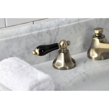 Duchess KS4463PKL Two-Handle 3-Hole Deck Mount Widespread Bathroom Faucet with Brass Pop-Up, Antique Brass