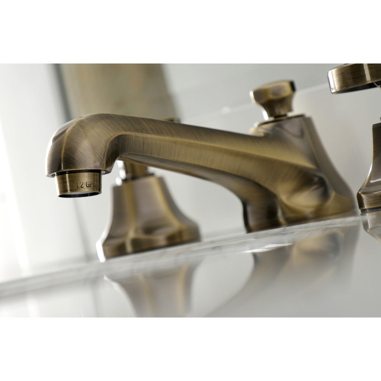 Belknap KS4463RX Two-Handle 3-Hole Deck Mount Widespread Bathroom Faucet with Brass Pop-Up, Antique Brass