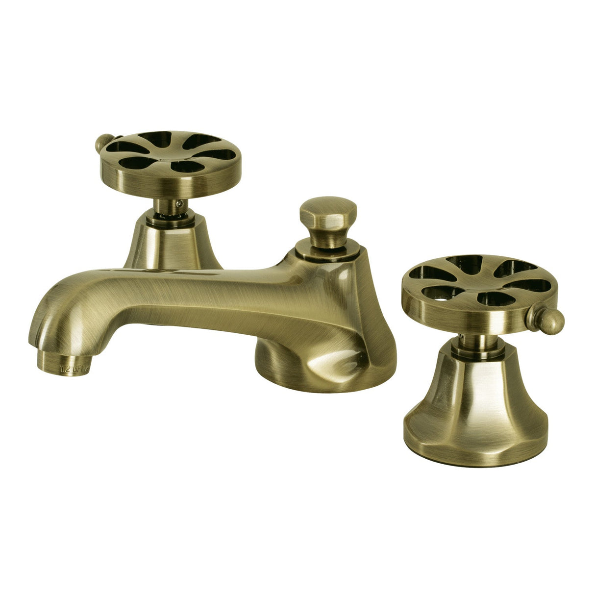 Belknap KS4463RX Two-Handle 3-Hole Deck Mount Widespread Bathroom Faucet with Brass Pop-Up, Antique Brass