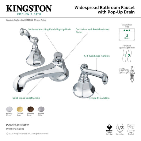 Royale KS4465FL Two-Handle 3-Hole Deck Mount Widespread Bathroom Faucet with Brass Pop-Up, Oil Rubbed Bronze