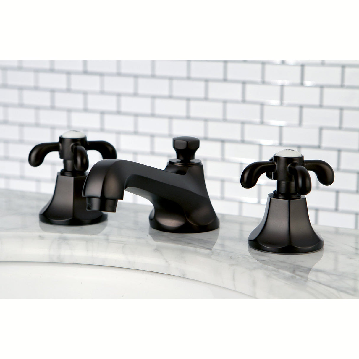 French Country KS4465TX Two-Handle 3-Hole Deck Mount Widespread Bathroom Faucet with Brass Pop-Up, Oil Rubbed Bronze