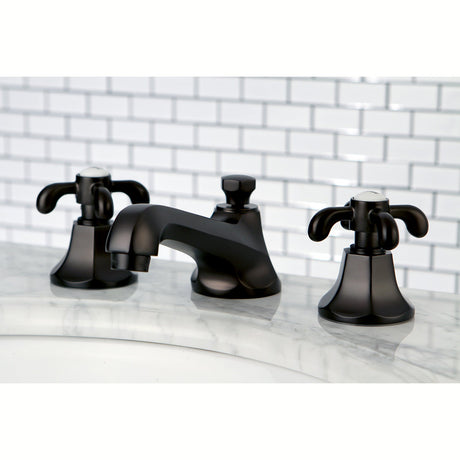 French Country KS4465TX Two-Handle 3-Hole Deck Mount Widespread Bathroom Faucet with Brass Pop-Up, Oil Rubbed Bronze