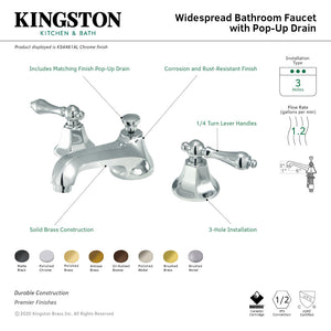 Metropolitan KS4466AL Two-Handle 3-Hole Deck Mount Widespread Bathroom Faucet with Brass Pop-Up, Polished Nickel