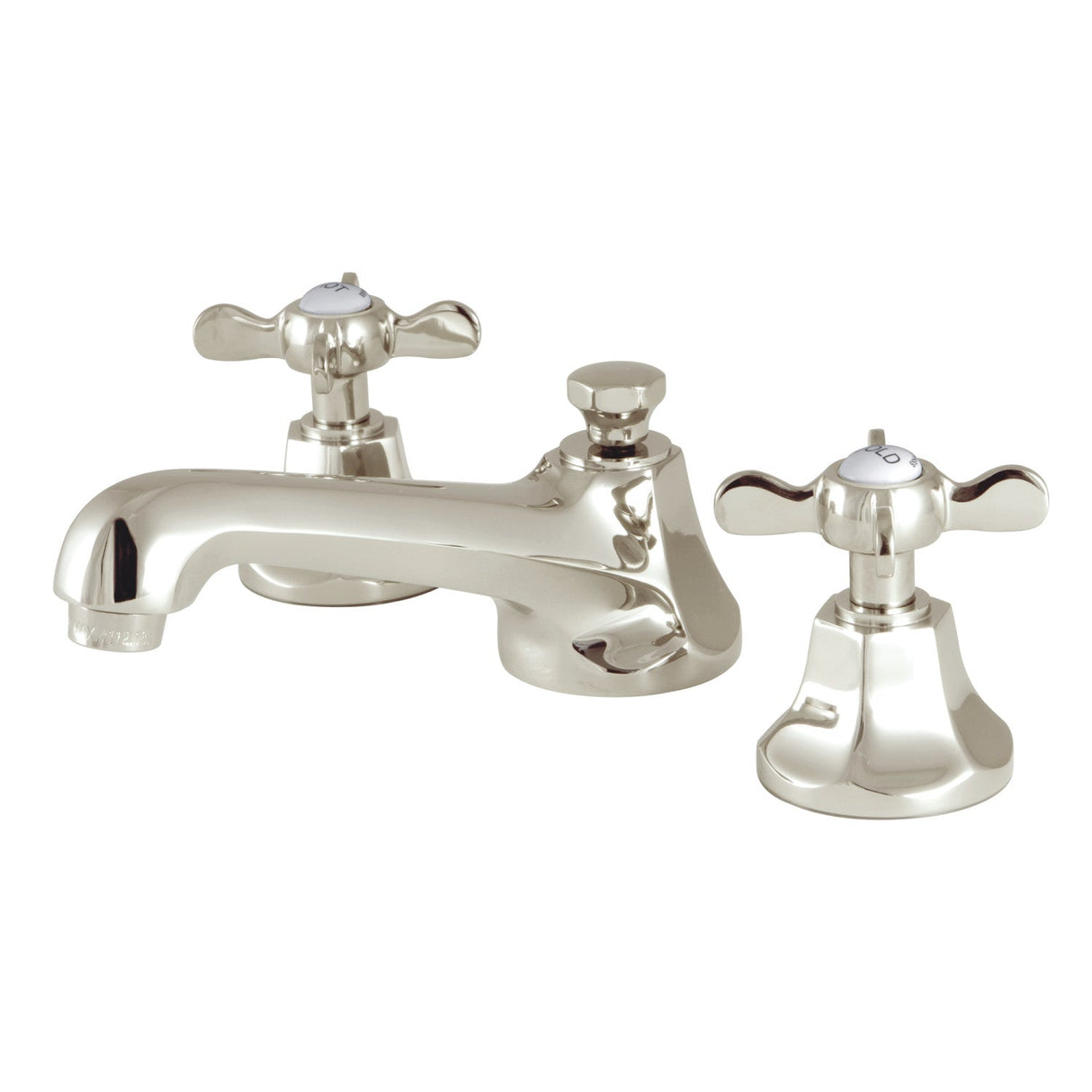 Essex KS4466BEX Two-Handle 3-Hole Deck Mount Widespread Bathroom Faucet with Brass Pop-Up, Polished Nickel