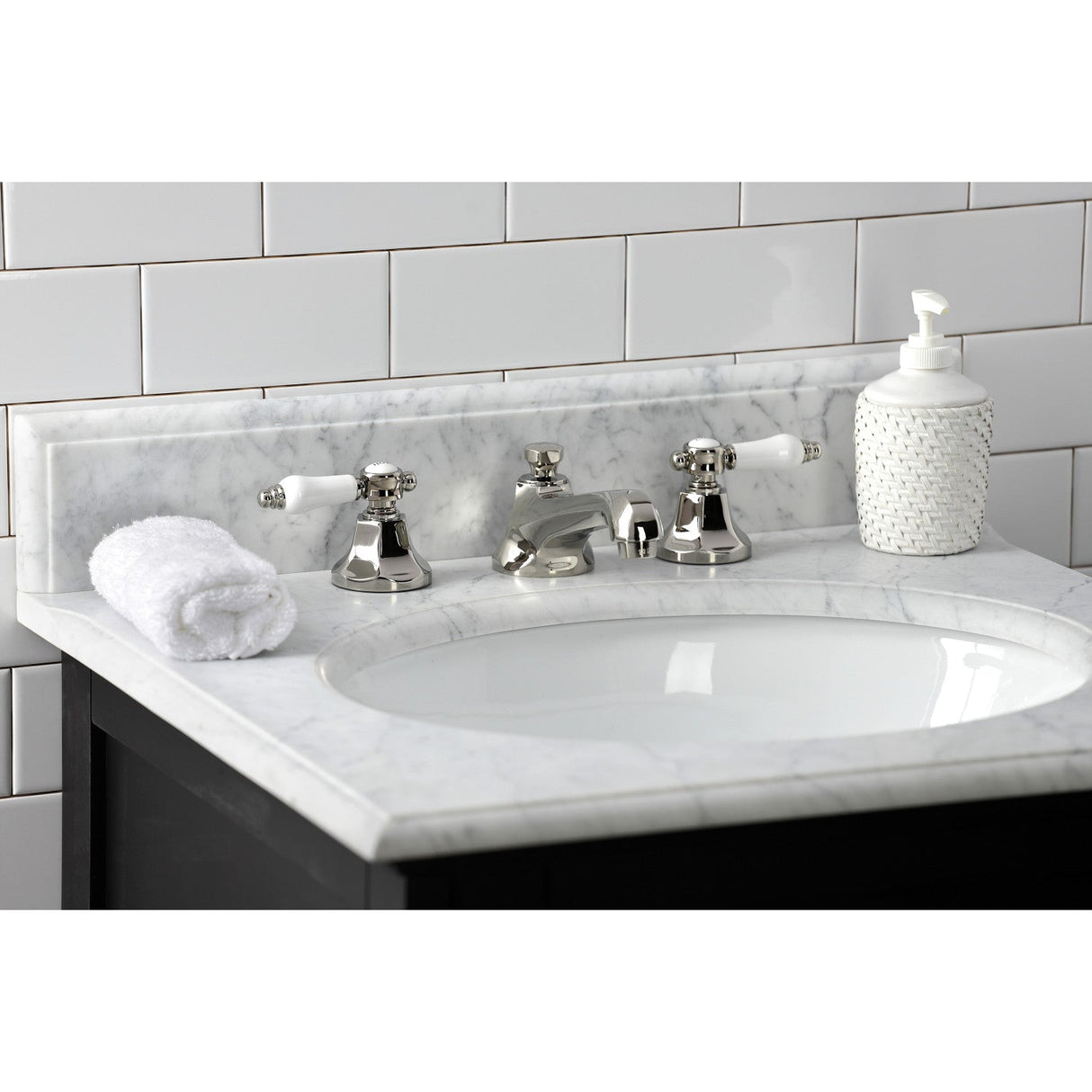 Bel-Air KS4466BPL Two-Handle 3-Hole Deck Mount Widespread Bathroom Faucet with Brass Pop-Up, Polished Nickel