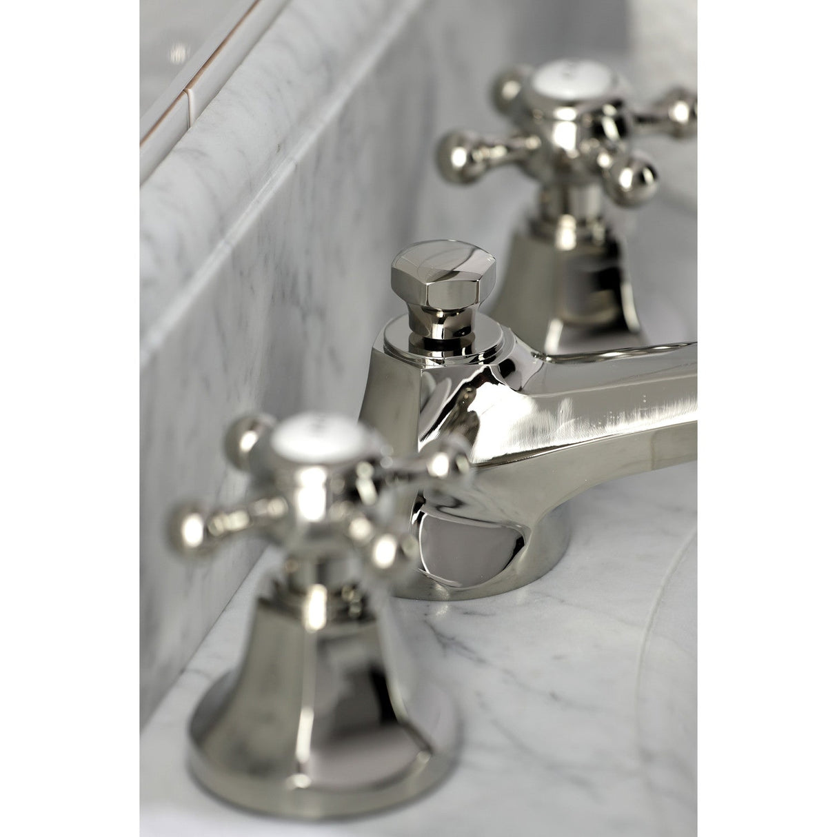 Metropolitan KS4466BX Two-Handle 3-Hole Deck Mount Widespread Bathroom Faucet with Brass Pop-Up, Polished Nickel