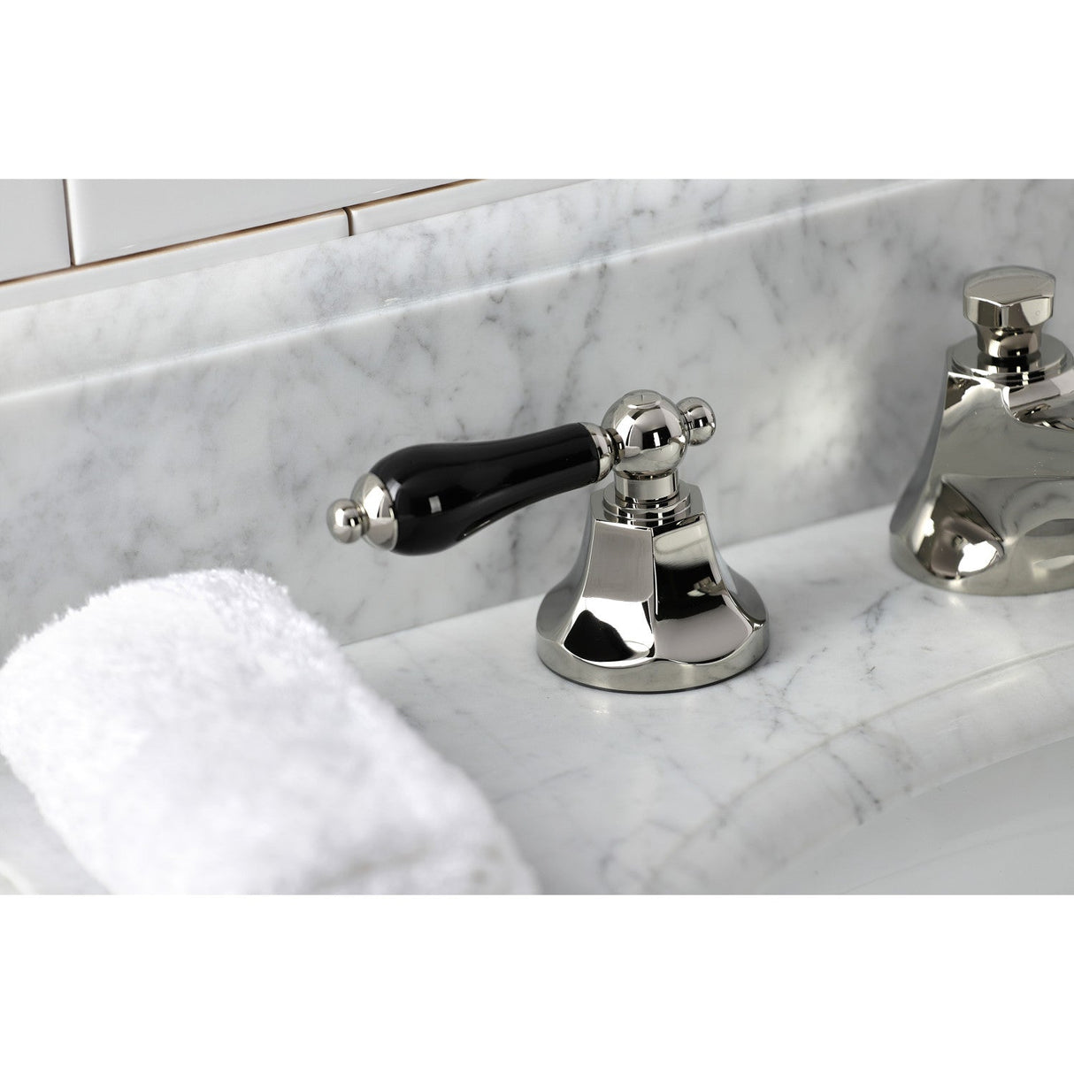 Duchess KS4466PKL Two-Handle 3-Hole Deck Mount Widespread Bathroom Faucet with Brass Pop-Up, Polished Nickel