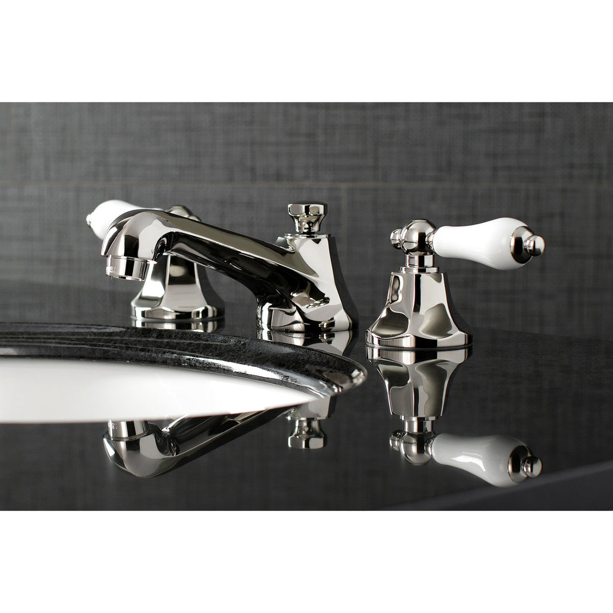 Metropolitan KS4466PL Two-Handle 3-Hole Deck Mount Widespread Bathroom Faucet with Brass Pop-Up, Polished Nickel