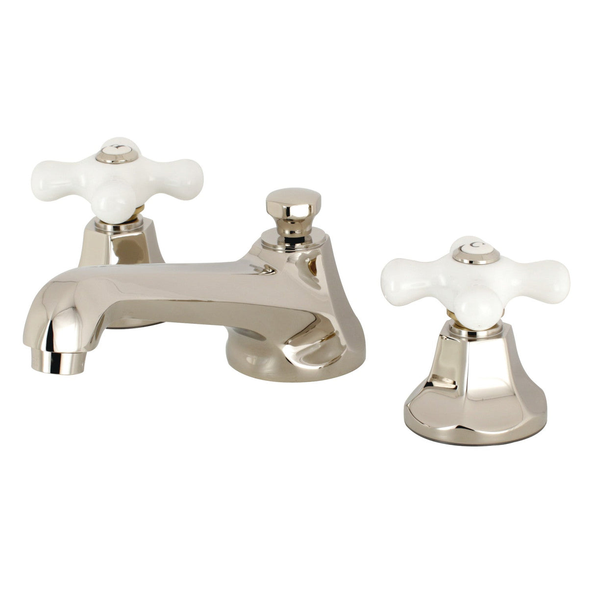 Metropolitan KS4466PX Two-Handle 3-Hole Deck Mount Widespread Bathroom Faucet with Brass Pop-Up, Polished Nickel