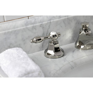 Tudor KS4466TAL Two-Handle 3-Hole Deck Mount Widespread Bathroom Faucet with Brass Pop-Up, Polished Nickel