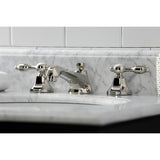 Tudor KS4466TAL Two-Handle 3-Hole Deck Mount Widespread Bathroom Faucet with Brass Pop-Up, Polished Nickel